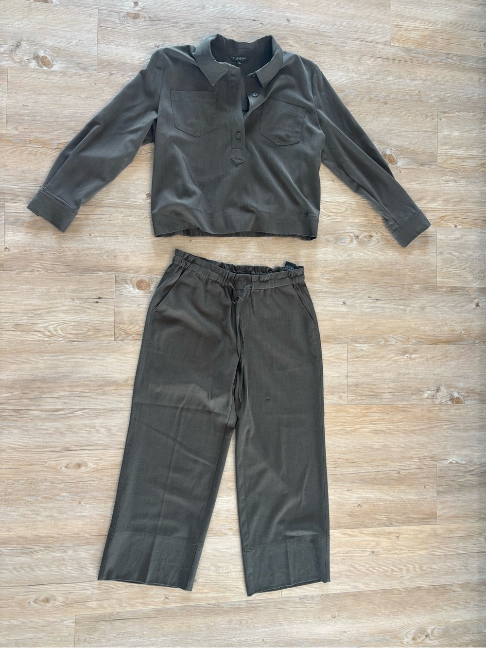 Liverpool Wide-Leg Two-Piece Set with Button Top
